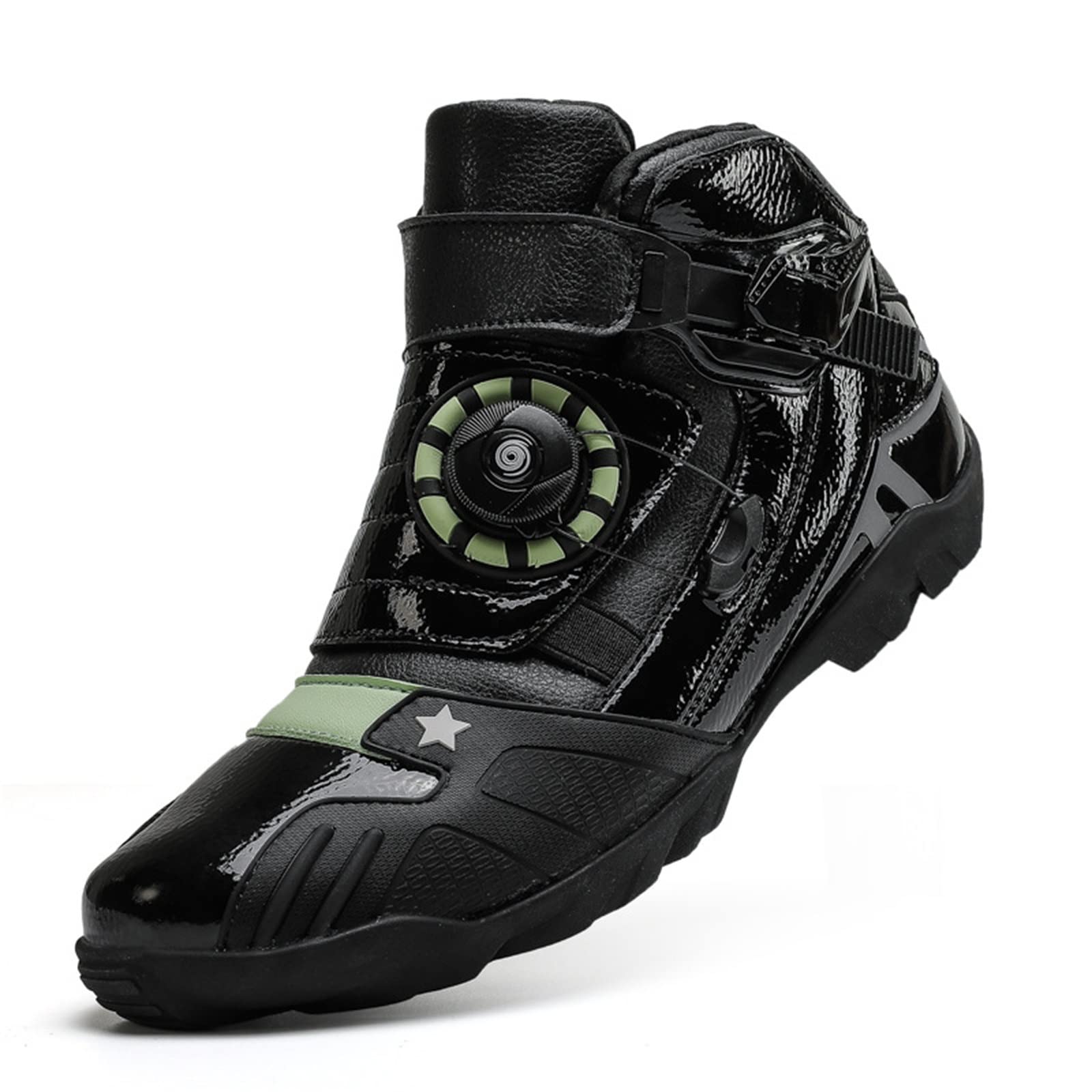 Anti-Slip Waterproof Motorcycle Boots - Adjustable Lace-Up Biker Boots with Durable Rubber Sole for Men & Women | Ideal for Riding, Commuting & Outdoor Adventures (Black, Size 8.5)