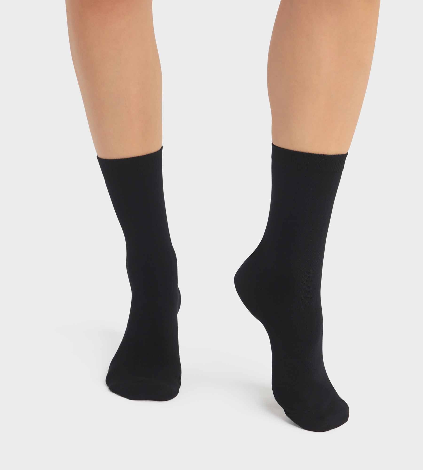 2 Pairs Women's Black Bamboo Viscose Socks - Soft & Breathable for Everyday Comfort, Workout & Casual Wear