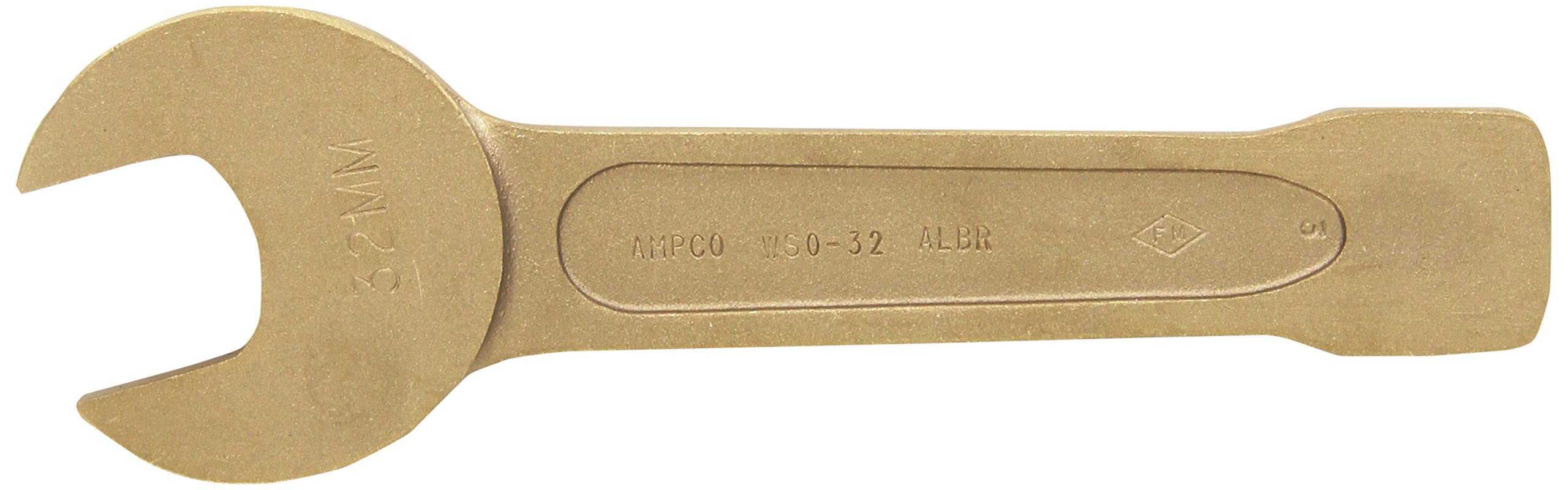 **Ampco Non-Sparking Safety Wrench - 32mm Striking Open End, Non-Magnetic & Corrosion Resistant - Ideal for Oil Refineries, Chemical Plants & Hazardous Work Environments**