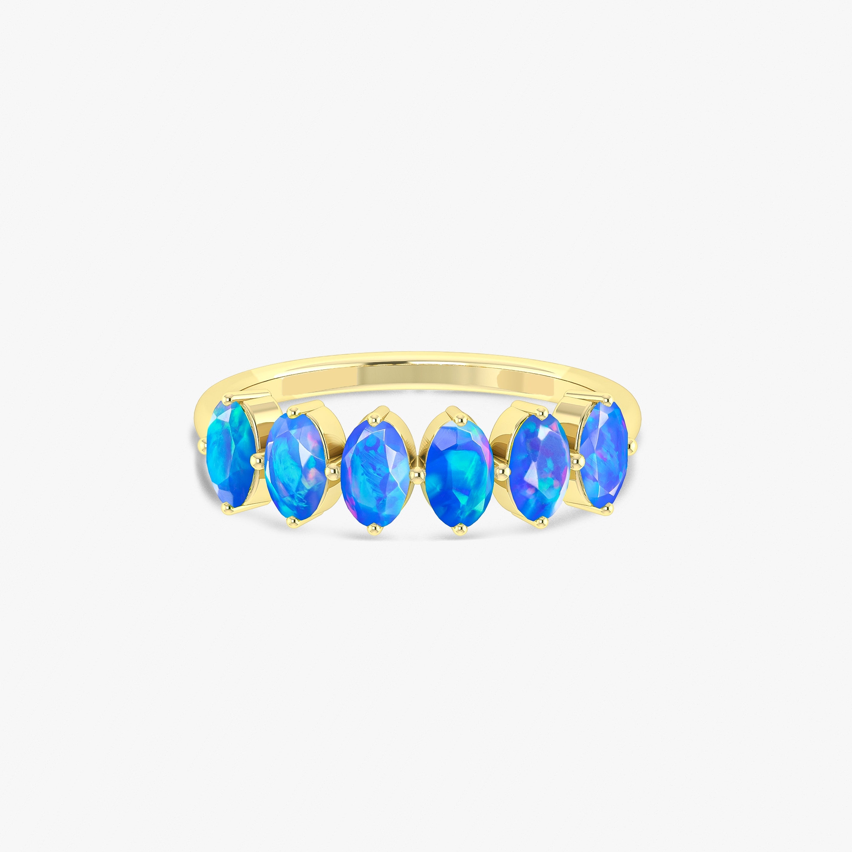 Blue Fire Oval Opal Gemstone Ring for Women - Elegant Handmade Silver Jewelry for Wedding, Engagement & Special Occasions