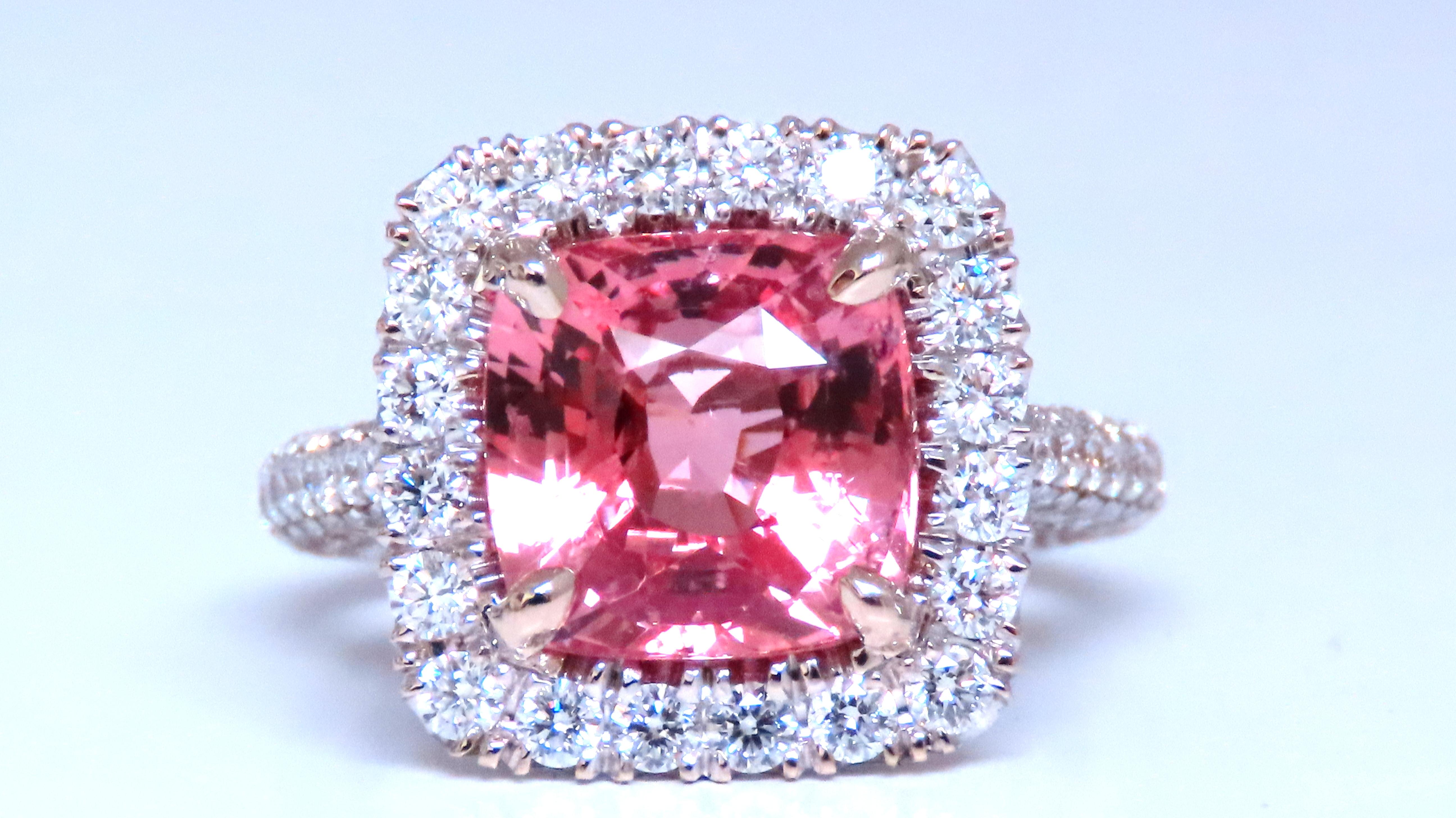GIA Certified 4.51ct Natural Padparadscha Sapphire Diamond Ring in 18K Gold with Halo Setting - Perfect for Engagement, Anniversary & Special Occasions