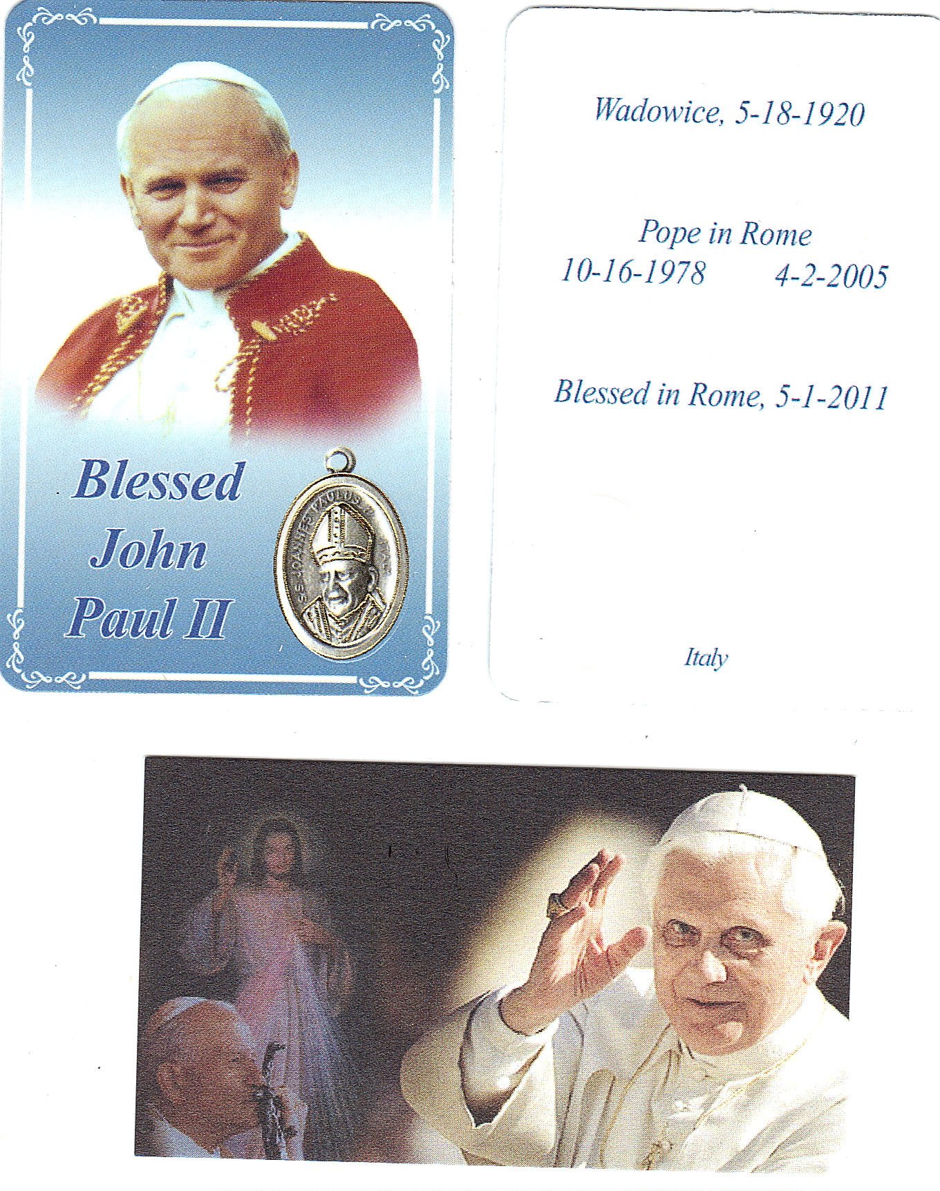 Blessed by Pope Benedict XVI - Young Pope John Paul II Heat Seal Praying Card - Religious Keepsake for Home Altar, Prayer Groups & Catholic Gifts