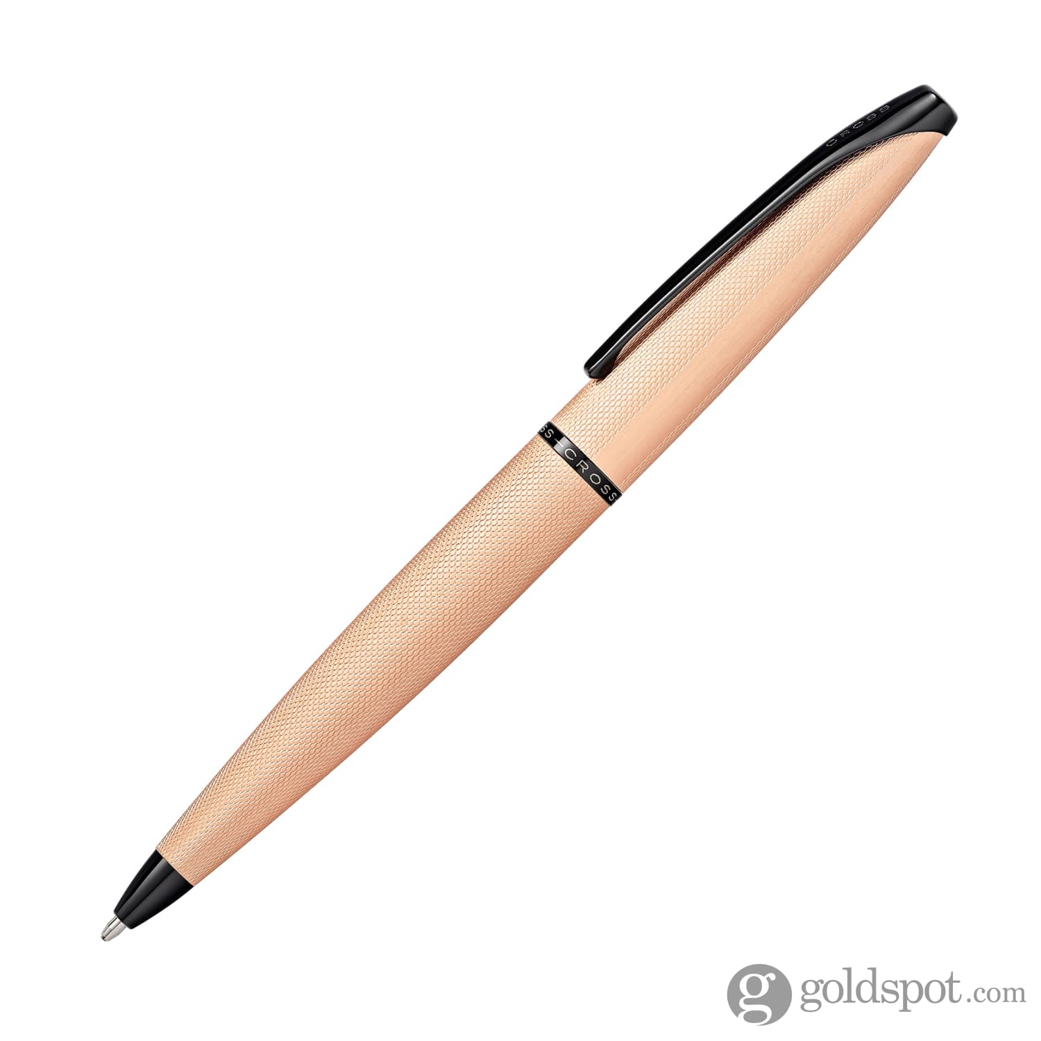 Premium Cross ATX Ballpoint Pen in Brushed Rose Gold PVD with Elegant Etched Diamond Pattern - Perfect for Office, Gifts & Luxury Writing Accessories