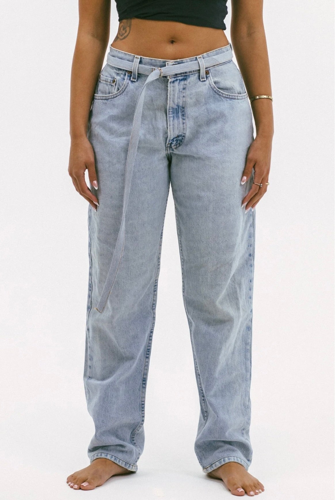 Aligrace Women's Medium Dark Belted Custom Jeans - Stylish & Comfortable for Casual Wear, Work & Everyday Outfits