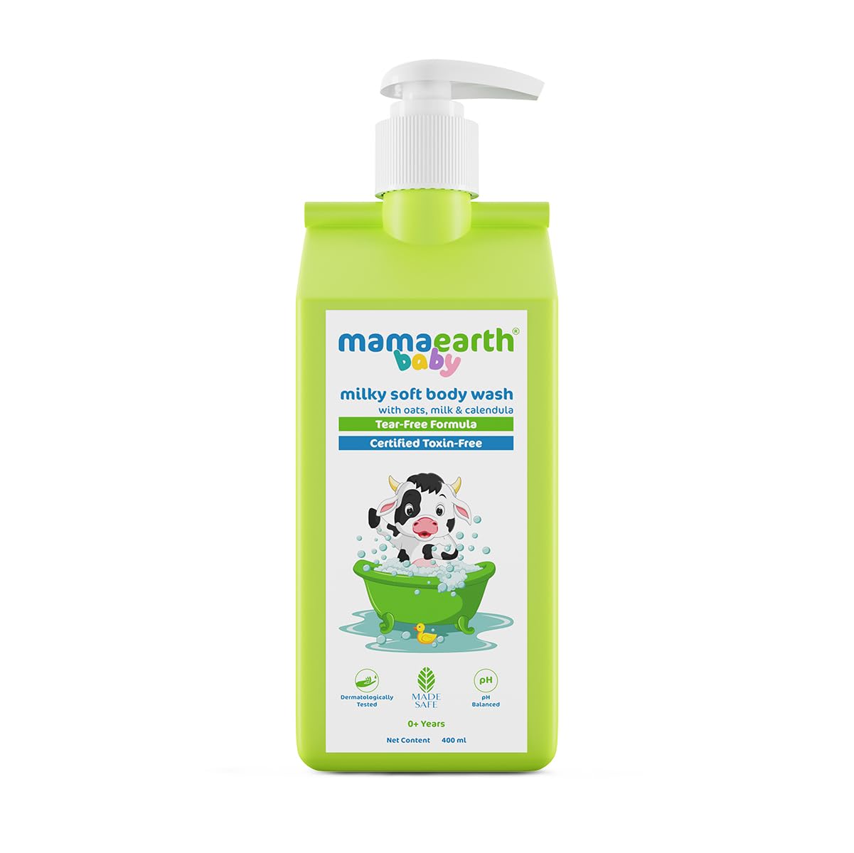 Mamaearth Milky Soft Baby Body Wash with Oats, Milk & Calendula - Gentle Cleansing for Sensitive Skin - 400ml - Perfect for Newborns & Toddlers Bath Time
