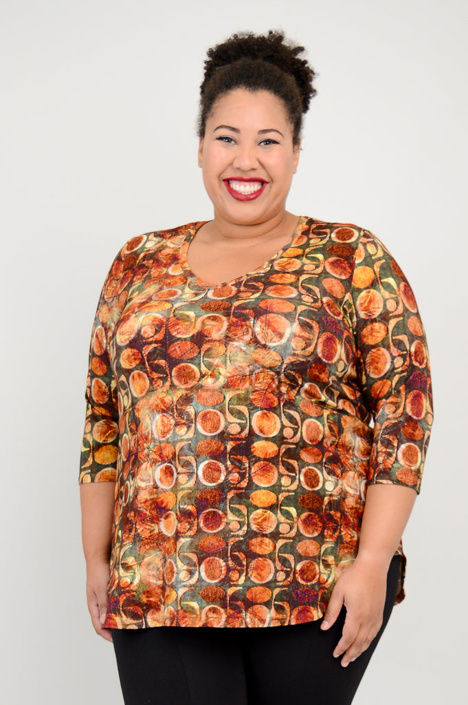 Jackie 3/4 Sleeve Women's Blouse - Walnut Brown Bamboo Fabric - Perfect for Casual Wear & Office Outfits
