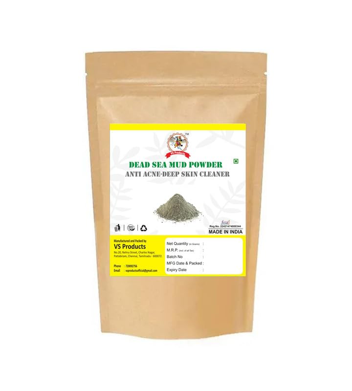 VS Products Dead Sea Mud Clay Mask Powder - 150g, Deep Cleansing & Detoxifying Facial Mask for Blackhead & Acne Removal, Moisturizes & Stimulates Circulation, Suitable for All Skin Types | Spa Day, At-Home Facial, Self-Care Routine