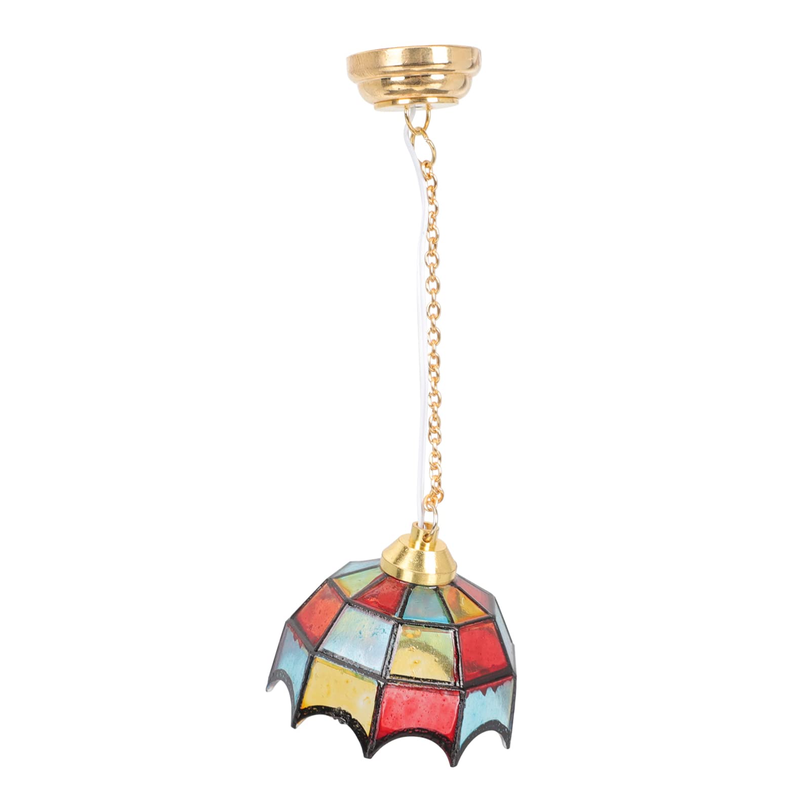 Happyyami 1:12 Miniature LED Chandelier - Classic Dollhouse Ceiling Lamp for Fairy Garden & Micro Landscape Decoration | Perfect for Dollhouse Furniture, DIY Mini Scenes & Collectible Displays