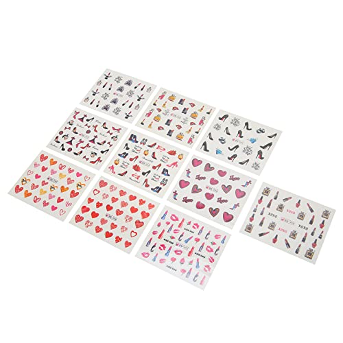 DIY Nail Stickers - High Heels & Lipstick Design Nail Art Decals for Salon, Artificial & Natural Nails | Home Manicure & Party Nail Accessories