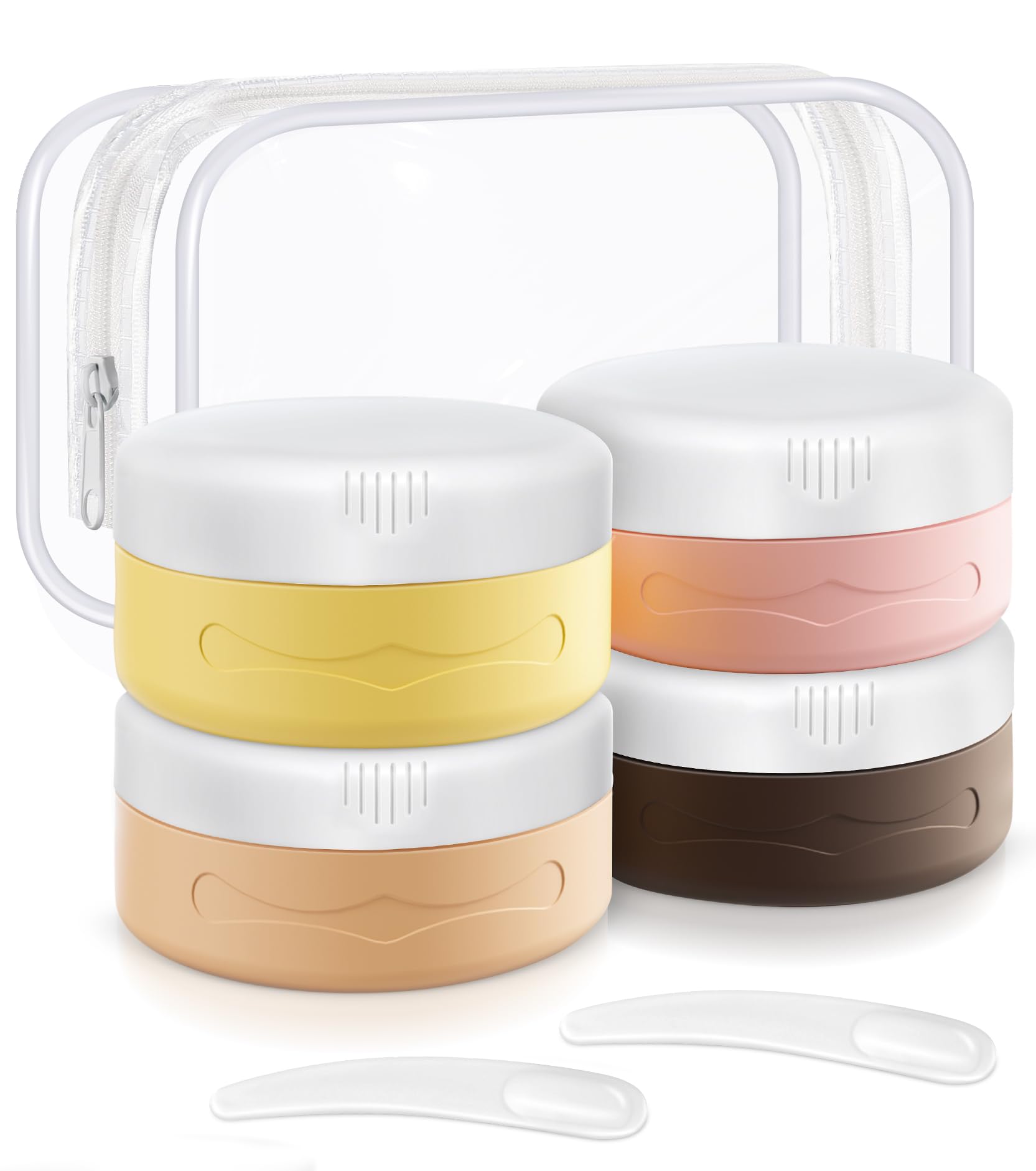 TSA Approved Silicone Travel Jars for Toiletries - 1.35 fl oz (40ml) Leakproof Cream Containers with Clear Cosmetic Bag & Spatula - Perfect for Air Travel, Skincare Routine & Vacation Essentials