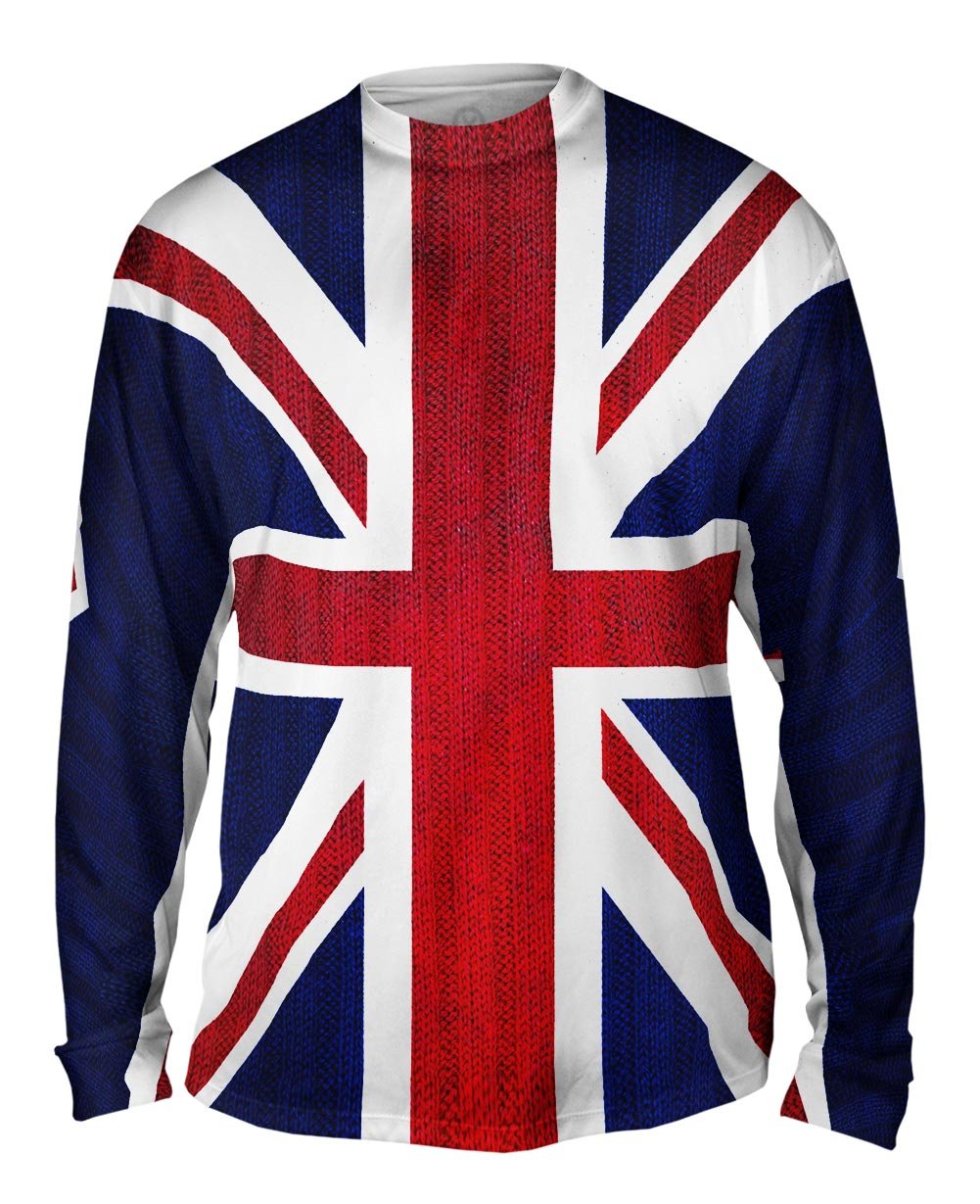 NewStyleUSA Union Jack Tagless Men's Long Sleeve T-Shirt - Comfortable Cotton Crewneck Shirt for Casual Wear & Everyday Outfits