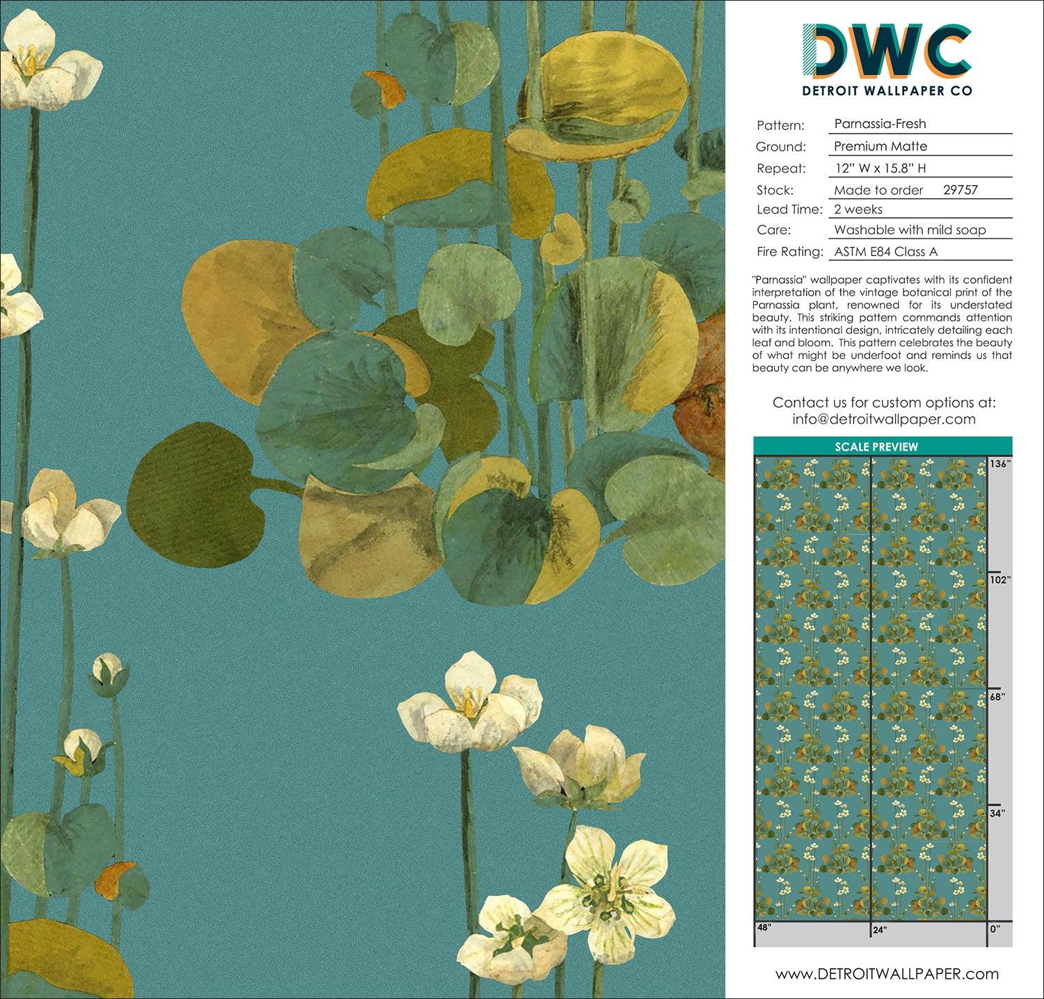 Parnassia Fresh Wallpaper - Elegant Floral Peel and Stick Wallpaper for Home Decor, Bedroom, Living Room & Office