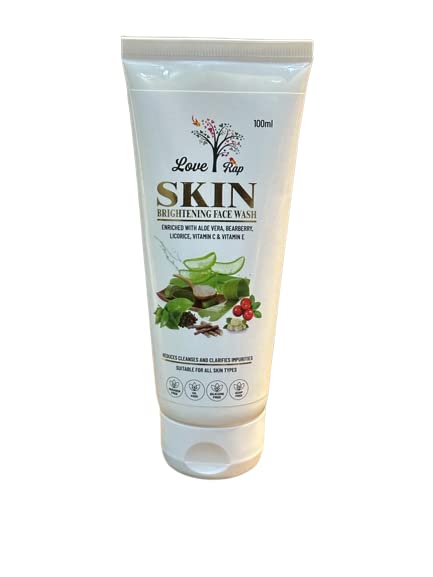 Love Rap Brightening Face Wash with Aloe Vera, Bearberry & Vitamin C | Dark Spot Treatment for Glowing Skin | 100ml | Gentle Daily Cleanser for Morning & Night Routine