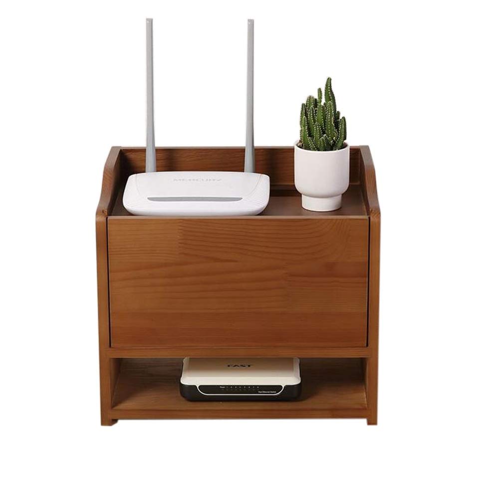 Jcnfa-Shelves Desk Cable Cord Storage Organizer - Cable Management Box for Home Office & Entertainment Center - Walnut Wood Cable Hide Box (12.4x8.26x10.94in) - Perfect for Desk Organization & TV Stand Wire Concealment