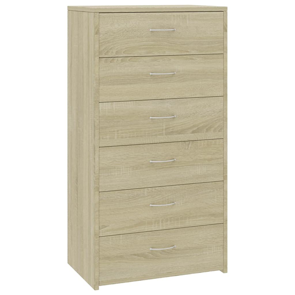 Modern 6-Drawer Chest Dresser - Solid Wood Storage Cabinet for Bedroom, Hallway & Entryway (Sonoma Oak Finish) | Space-Saving Organizer for Clothes, Linens & Home Essentials