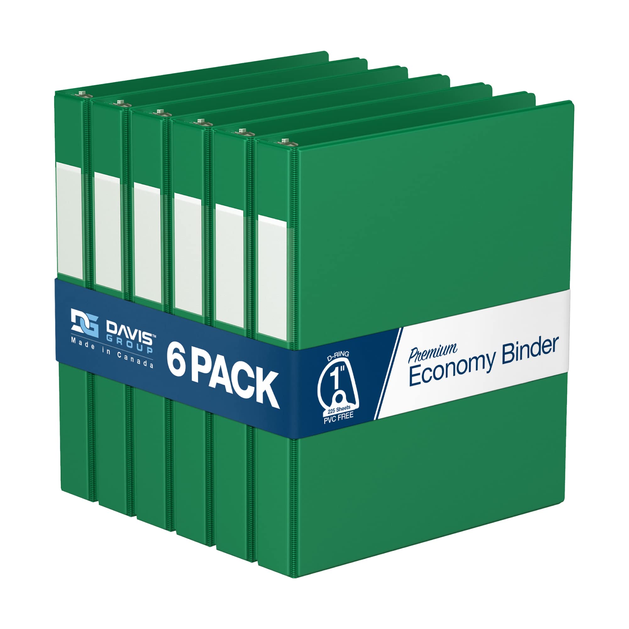 Premium 6-Pack 1-Inch Round-Ring Binders for School, Office & Home - Durable 3-Ring Binders in Green - Perfect for Organizing Documents, Notes & Presentations