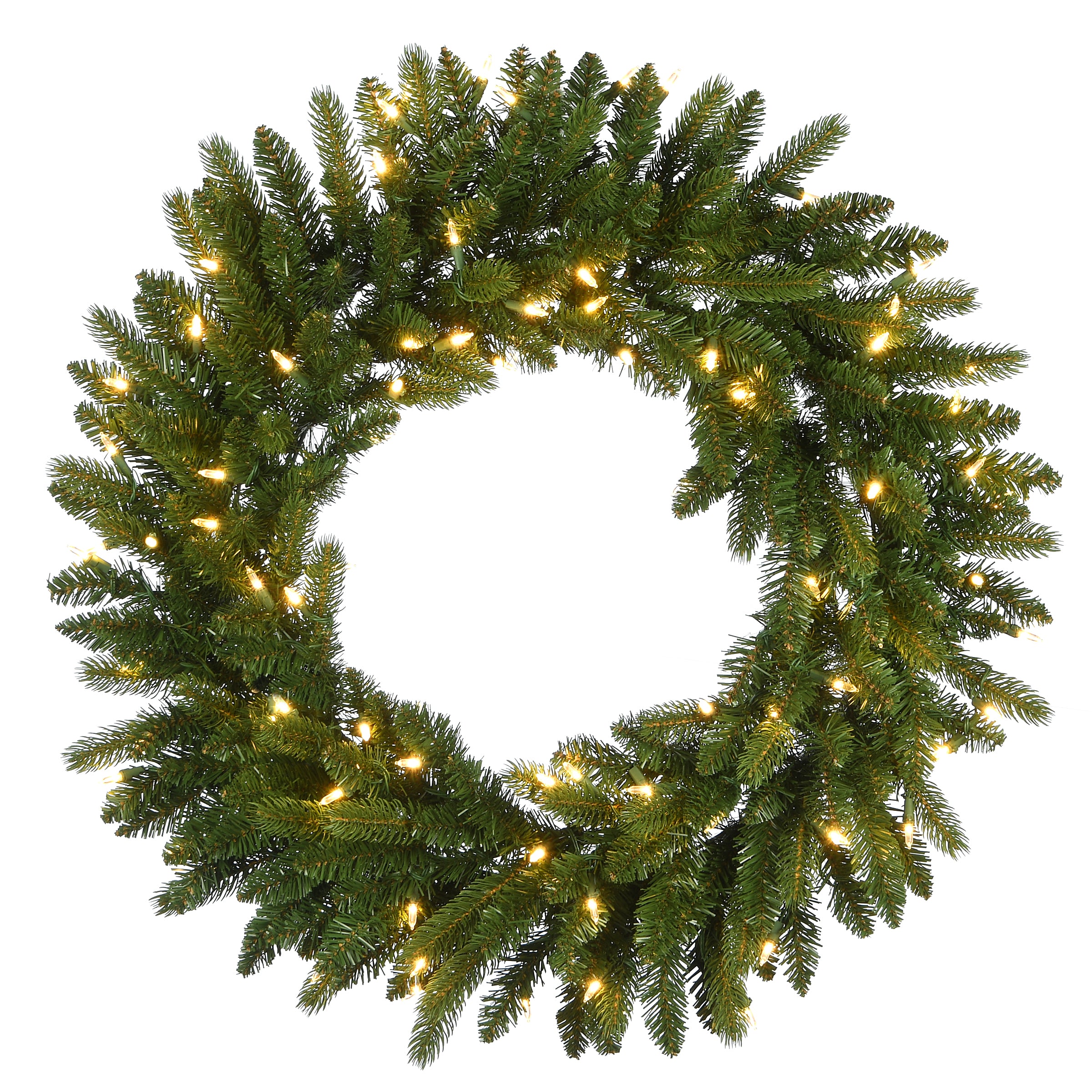 30 Inch Pre-Lit Grande Fir Christmas Wreath with 100 Warm White LED Lights - Perfect for Front Door Decor, Holiday Mantel, and Winter Window Display