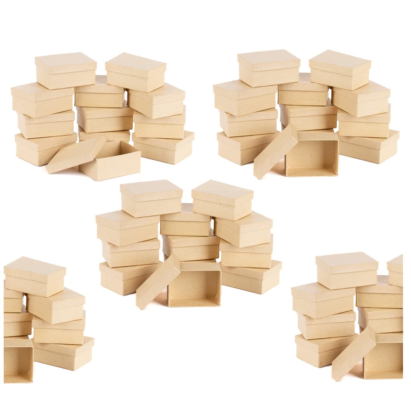 144 Pcs Unfinished Papier Mache Rectangle Craft Boxes with Lids - DIY Paintable Decoupage Decoration Boxes for Jewelry, Crafts & Gift Packaging - Perfect for Wedding Favors, Party Decor & Handmade Projects