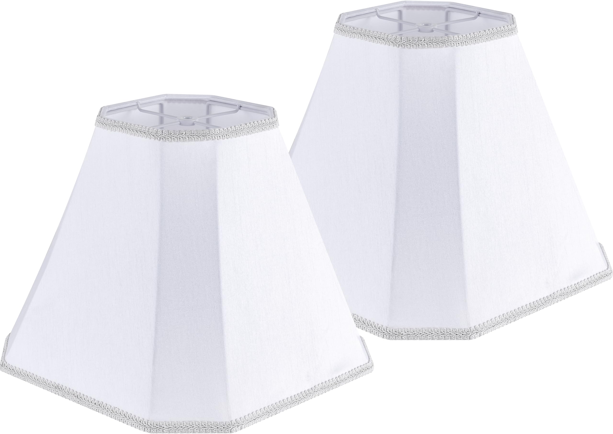 GO&SO White Bell Lamp Shades Set of 2 - Scalloped Fabric Lamp Shade 6.5