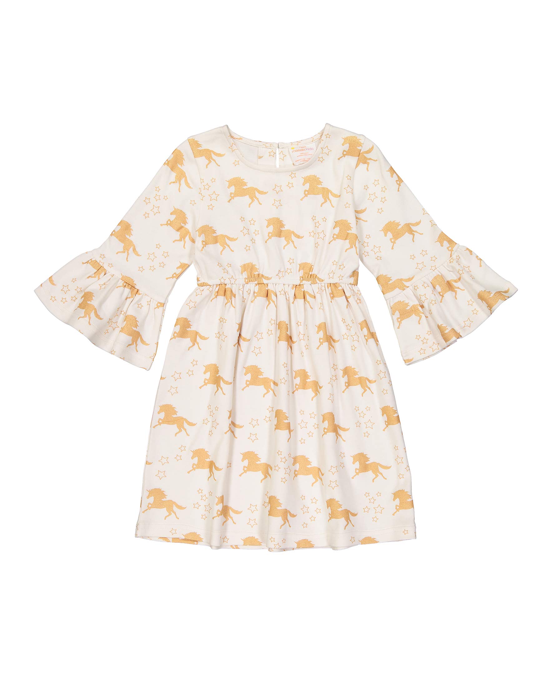 Organic Unicorn & Stars Print Girls' Dress - Soft Cotton Kids' Casual Wear for Playdates & Birthday Parties