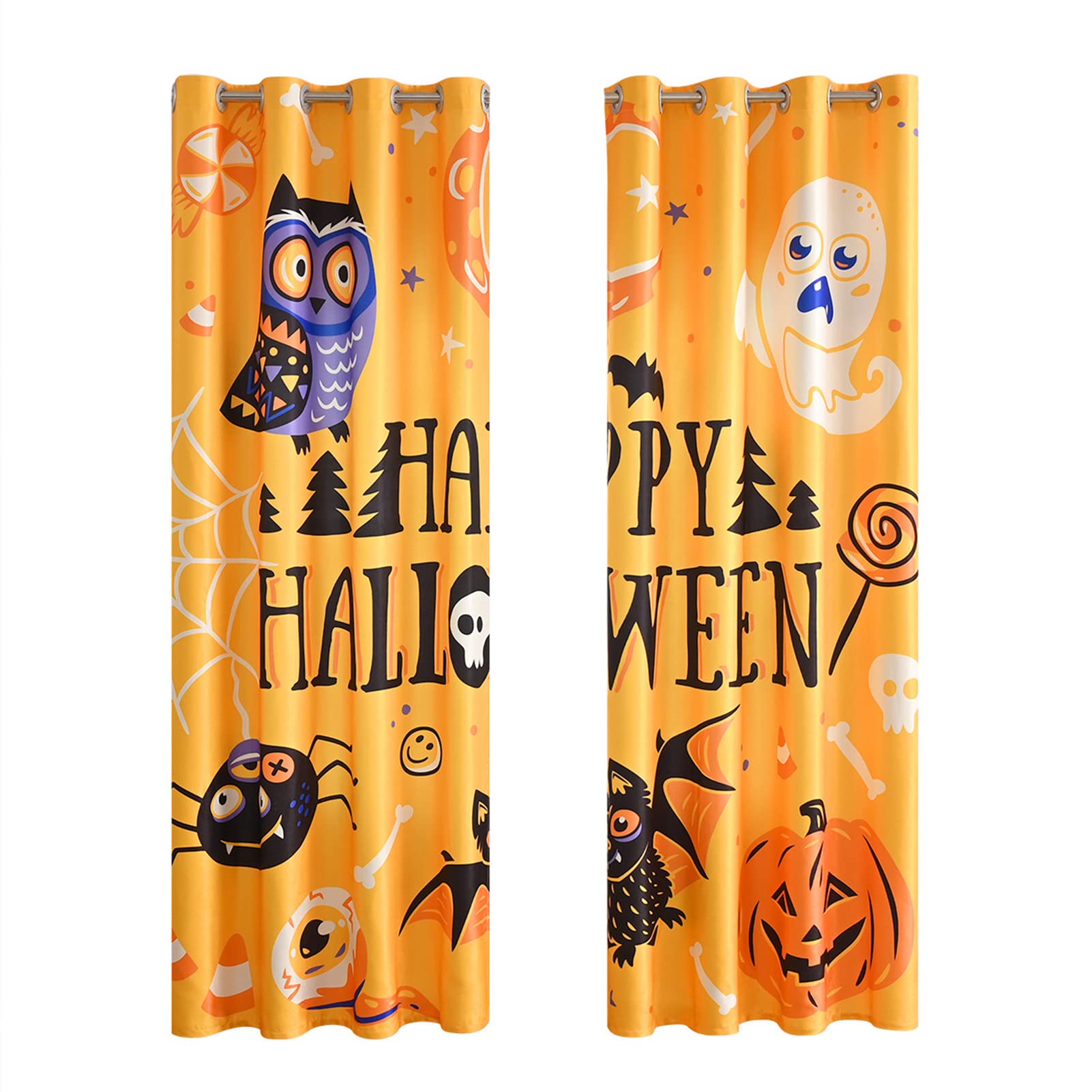 2Pcs Lightweight Blackout Curtain Panels for Bedroom - Soft & Elegant Window Drapes for Halloween, Christmas & Home Decor | Thermal Insulated Room Darkening Shades for Better Sleep & Privacy