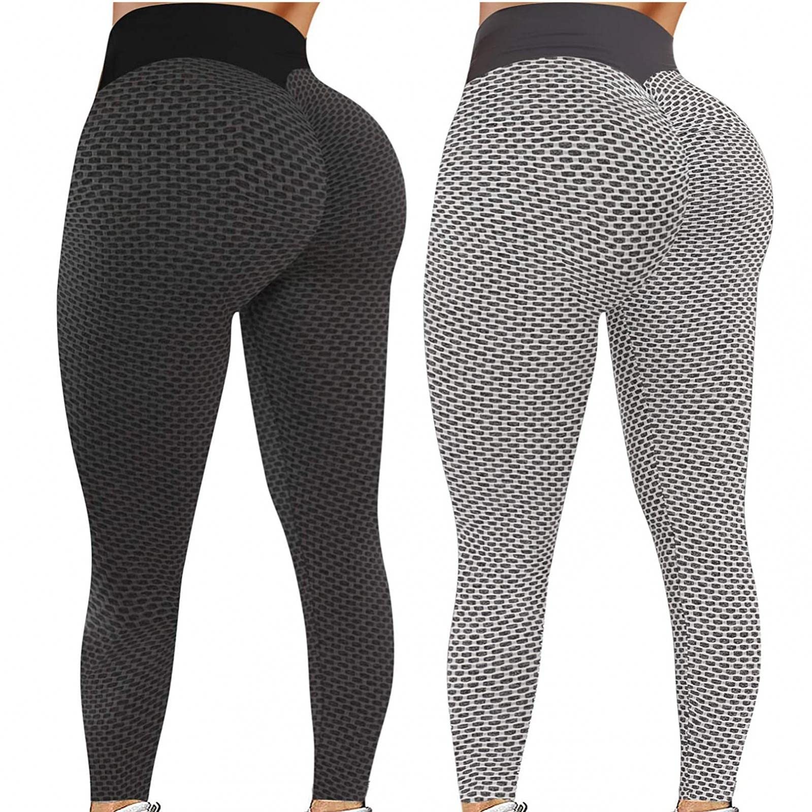 2 Pack High Waisted Yoga Pants for Women - Butt Lifting Tummy Control Workout Leggings - Running, Gym, Exercise & Daily Wear - Comfortable Stretchy Activewear