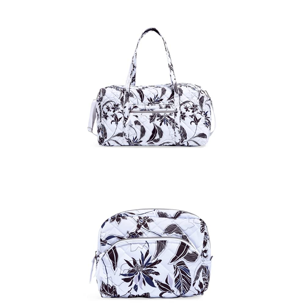 Vera Bradley Performance Twill Large Travel Duffle Bag & Cosmetic Organizer Set - Twilight Garden Print | Spacious Carry-On for Women | Perfect for Weekend Trips, Gym, and Makeup Storage