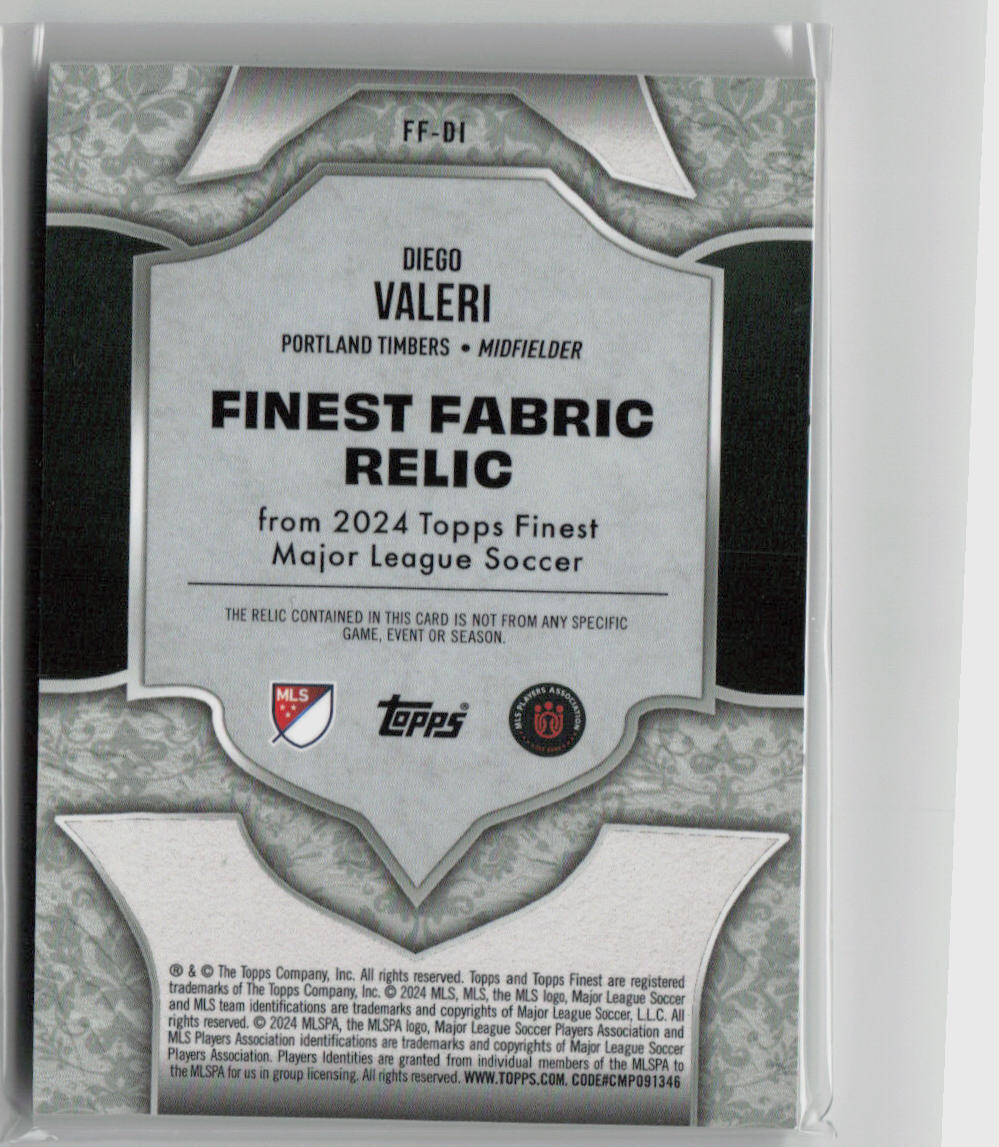 2024 Topps Finest Diego Valeri 04/25 Finest Fabric Relic #FF DV - Rare Soccer Trading Card for Collectors & Fans - Perfect for Sports Memorabilia Displays & Investment Collections