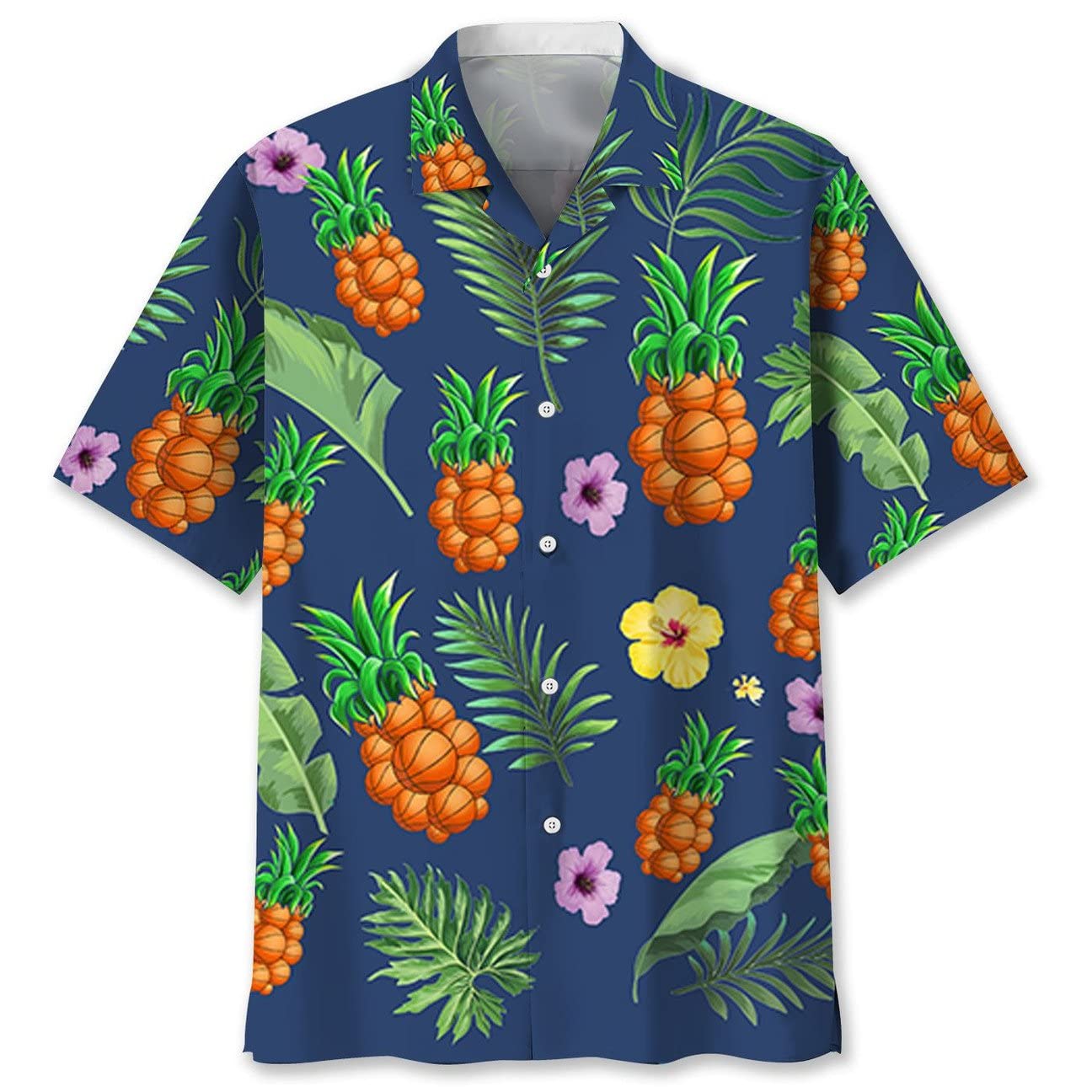 Basketball Pineapple Hawaiian Shirt - Aloha Beach Gift for Men & Women - Tropical Hawaii Shirt for Summer Vacation, Luau Party, and Casual Outings
