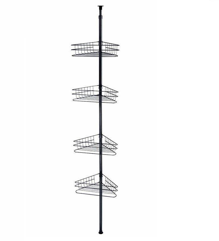 4-Tier Metal Shower Corner Shelf - Space Saving Bathroom Organizer with Rustproof Design for Shampoo, Soap & Towel Storage - Perfect for Small Bathrooms & Apartment Showers