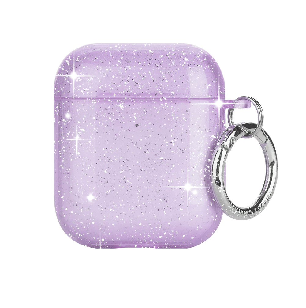 Lilac Stardust AirPod Case - Protective Cover for Apple AirPods 1/2/3 & Pro - Glittery Purple Design - Perfect for Travel, Work & Everyday Use