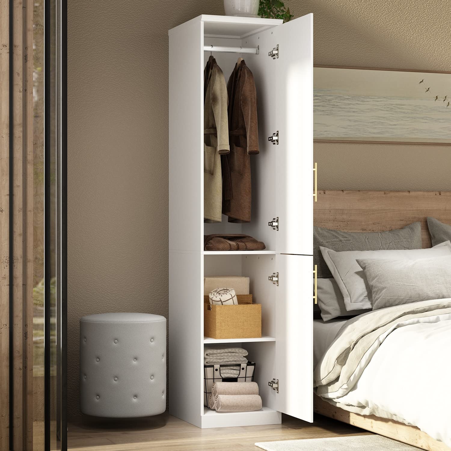 Hitow 2 Door Wardrobe Armoire Closet - 15.7