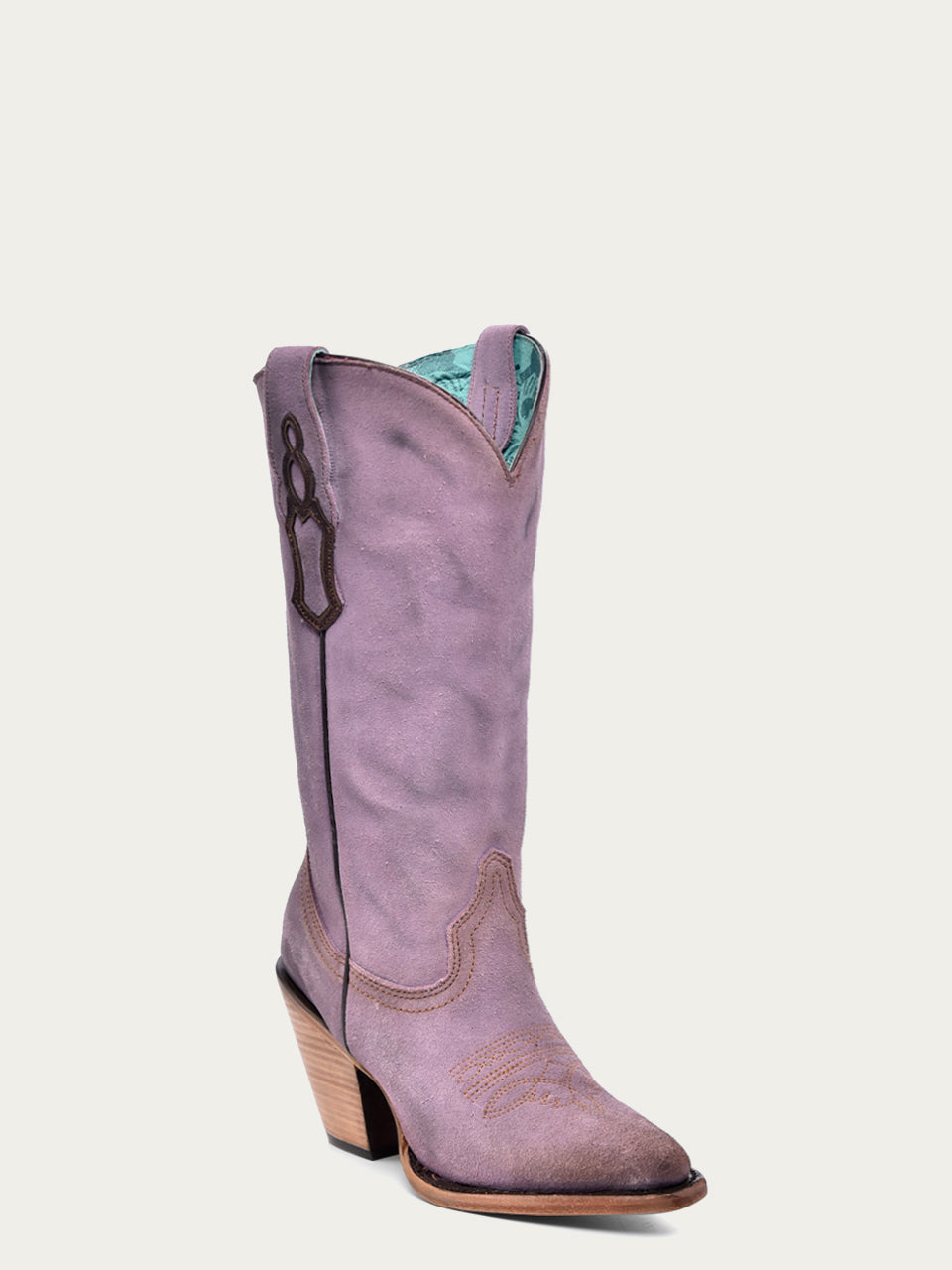 Z5204 Women's Lilac Lamb Leather Pointed Toe Cowboy Boots - Stylish Western Fashion for Country Rides, Concerts & Night Out