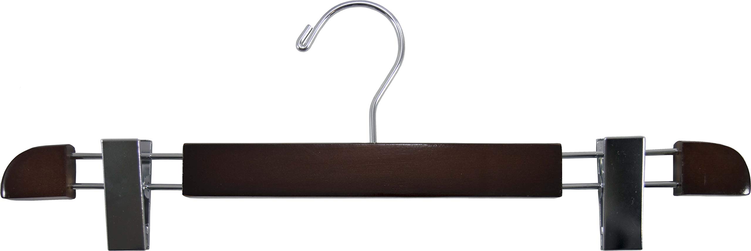 Premium Wooden Pants Hangers with Adjustable Clips - 360° Swivel Hook for Skirts & Trousers - Space-Saving Low Profile Design (25-Pack, Walnut) - Ideal for Closet Organization & Retail Display