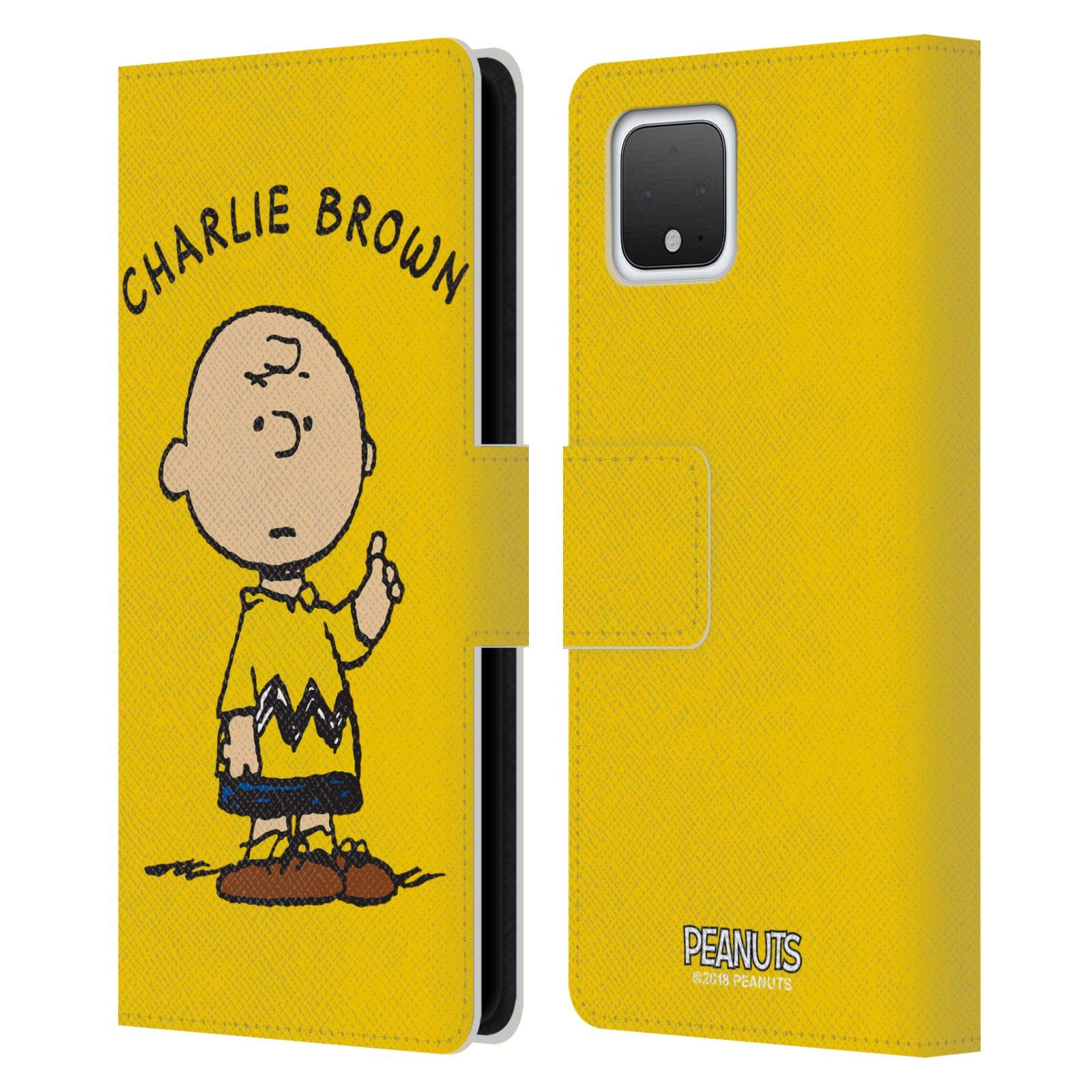 Peanuts Charlie Brown Leather Wallet Case for Google Pixel 4 - Book Style Cover for Daily Use