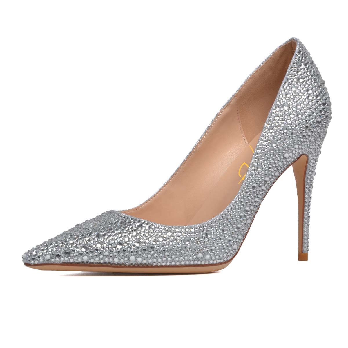 XYD Women's Formal Dress Closed Toe Pumps - Studded Slip On High Heel Stiletto Pointed Party Evening Shoes for Wedding, Prom, Cocktail & Special Occasions