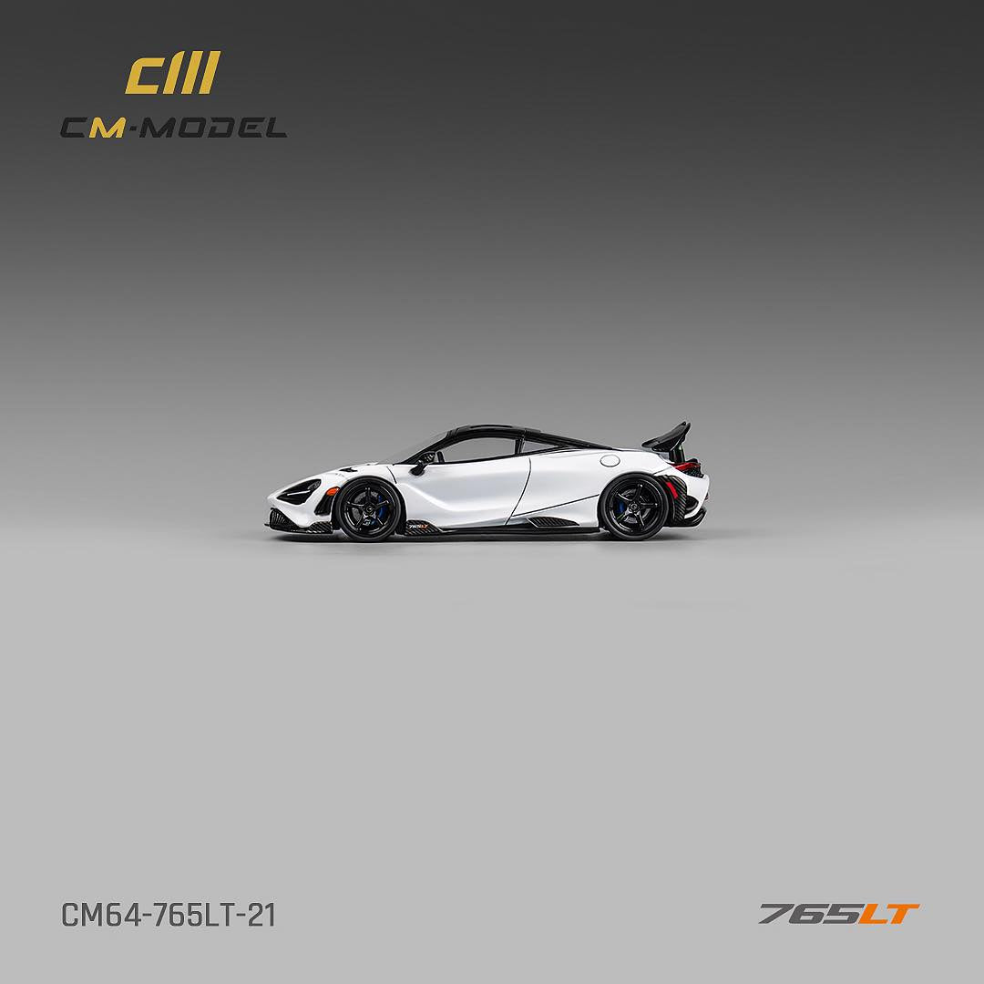 1:64 Scale CM Model McLaren 765LT Diecast Car - White with Carbon Fiber Accents | Collectible Toy Car for Adults & Kids | Perfect for Display, Gifts & Racing Enthusiasts