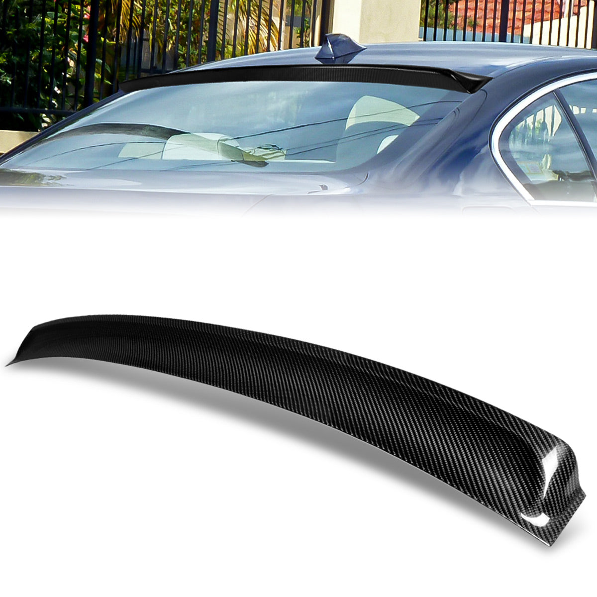 BMW M5 550i 535i 528i F10 Sedan Carbon Fiber Rear Window Windshield Roof Spoiler - Upgrade Your BMW for Sporty Look & Better Aerodynamics (2010-2016 Models) - Perfect for Car Enthusiasts & Street Racing