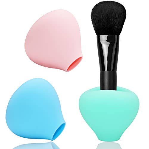 Silicone Makeup Brush Covers - 3 Pack Dustproof Protectors for Travel & Storage