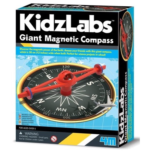 4M KidzLabs Giant Magnetic Compass - Science Educational Toy for Kids | STEM Learning, Outdoor Exploration & Navigation Tool for Children's Adventures