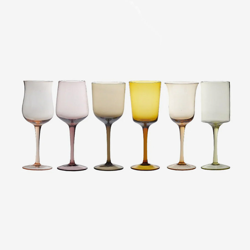Bitossi Home Nuance Assorted Goblets Set of 6 - Elegant Drinking Glasses for Wine, Cocktails & Entertaining - Perfect for Dinner Parties, Weddings & Home Decor