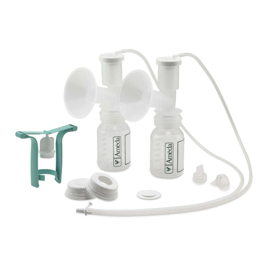 Ameda Dual Hygienikit Collection Kit with Handle for Breast Pumps - BPA-Free Milk Storage System, Helps Protect Breast Milk from Bacteria & Contaminants (Model 17152) - Ideal for Working Moms, Travel & Hospital Use