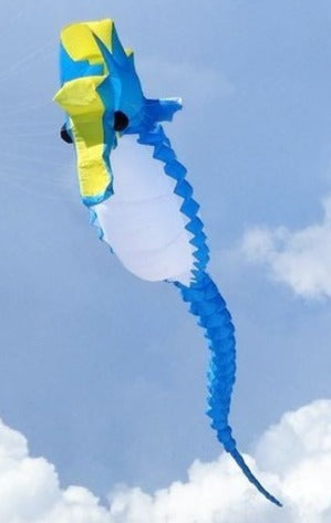 5m Inflatable Seahorse Pool Float - Blue Large Inflatable Ride-On Toy for Adults & Kids - Perfect for Swimming Pools, Beaches, Lakes and Summer Water Fun