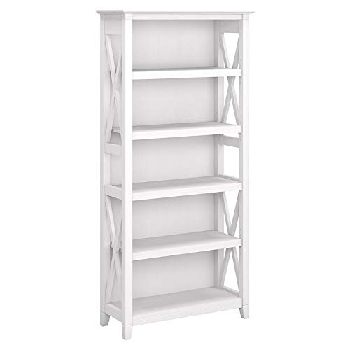 Scranton & Co Key West 5-Shelf Bookcase - Solid White Oak Wood Book Shelf for Living Room, Office & Bedroom Storage | Modern Farmhouse Style Home Decor Furniture