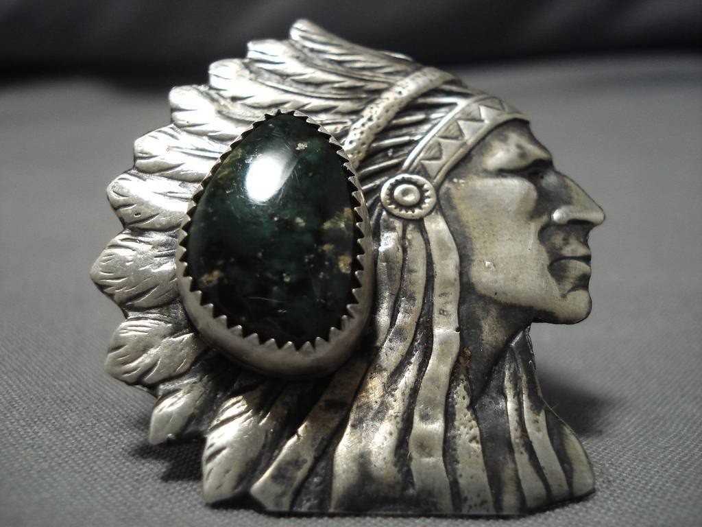 Stunning Chief Green Turquoise Sterling Silver Ring for Women | Handmade Native American Jewelry | Perfect for Boho Fashion & Gift Giving