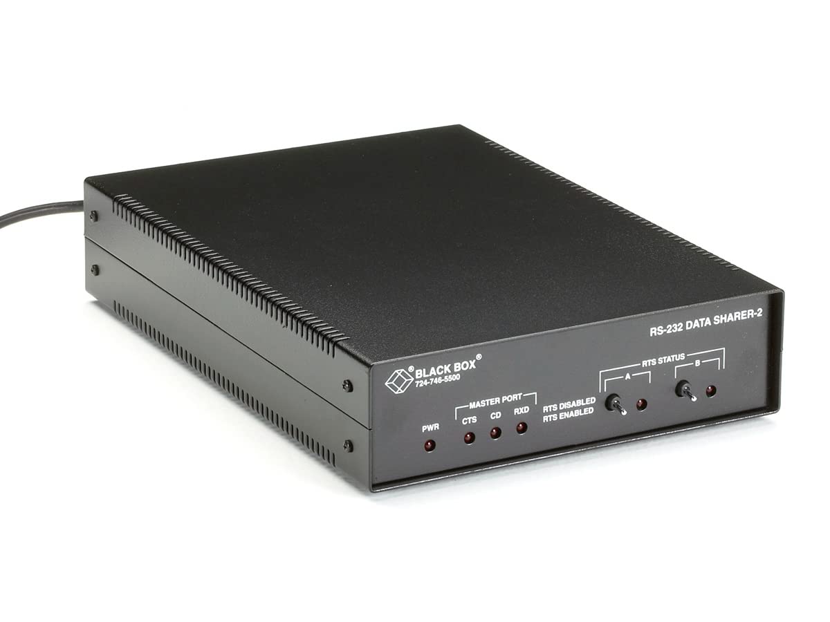 Black Box RS-232 2-Port Data Sharer - TAA Compliant Metal Case for Industrial Automation & Networking