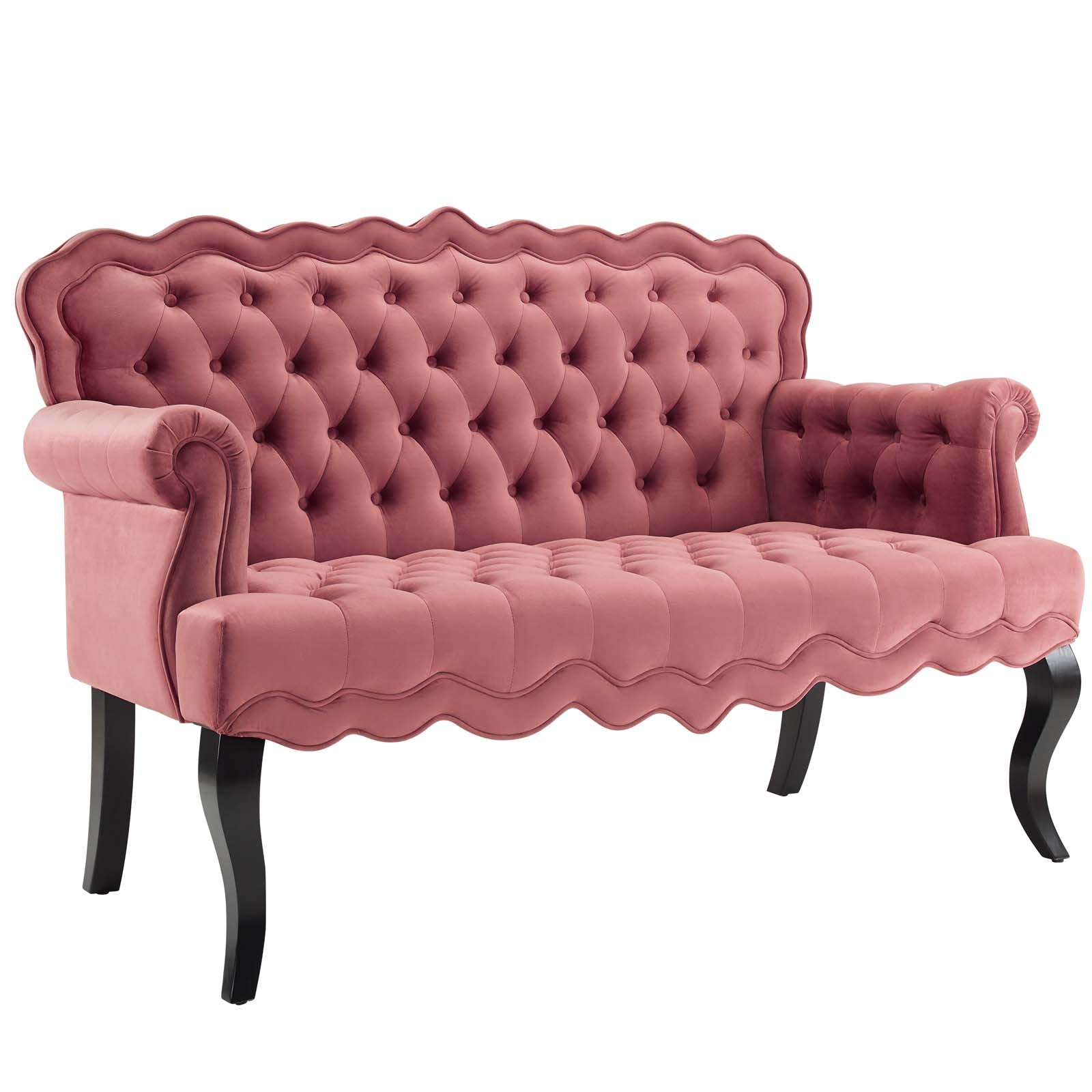 Luxury Viola Chesterfield Button Tufted Loveseat - Performance Velvet Upholstered Settee Sofa for Living Room, Lounge & Home Theater Seating