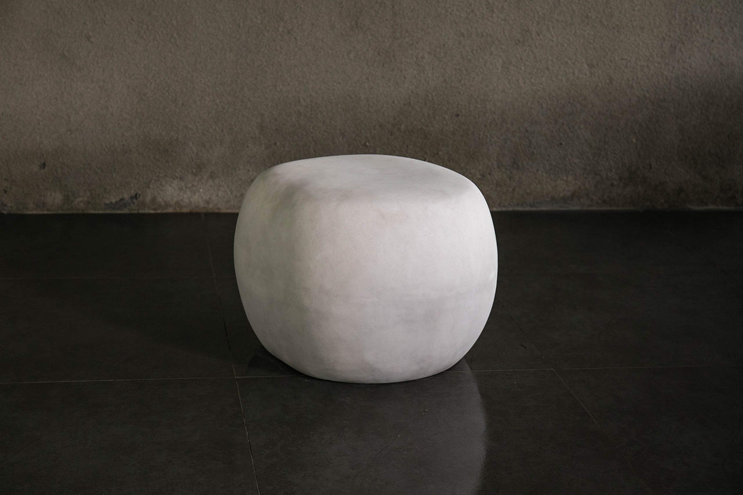 Lightweight Concrete Artistic Style Multifunctional Furniture - Seat Chair, End Table, Ottoman & Garden Decor for Indoor & Outdoor Use - White - Perfect for Patio, Living Room & Garden Decorations