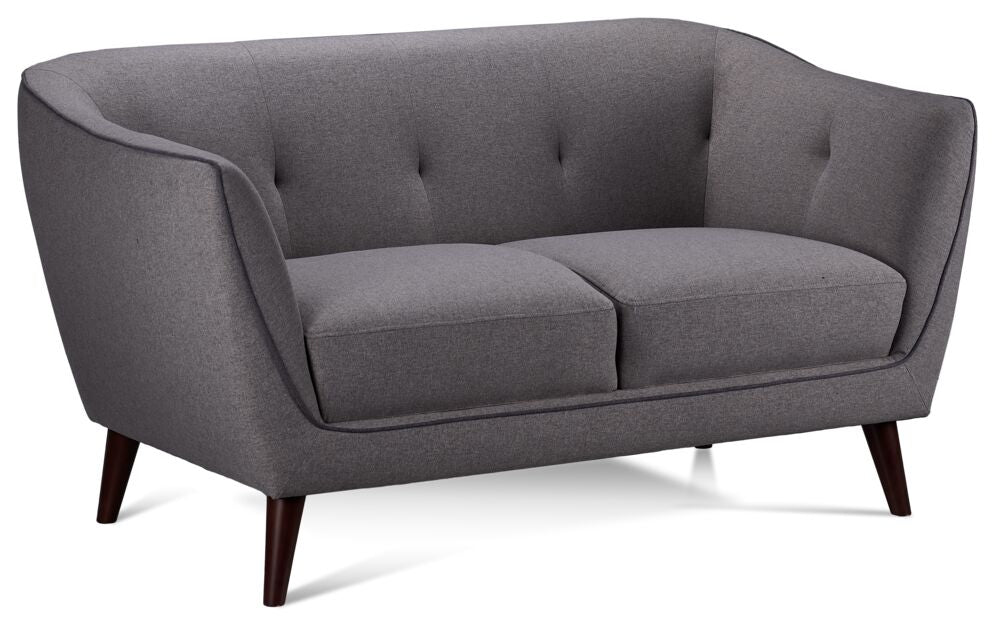 Ava II Loveseat Light Grey - Modern Small Couch for Living Room, Apartment, and Office - Comfortable Two-Seater Sofa with Soft Fabric Upholstery