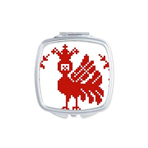 DIYthinker Red Mosaic Animal Trees Russia Mirror - Portable Compact Double-Sided Pocket Makeup Mirror for Travel, Home Vanity & Handbag (3.5 Inch Glass Mirror)